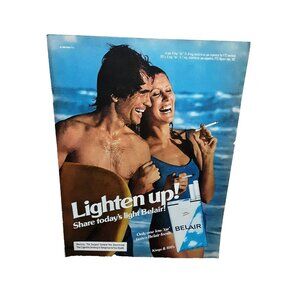 1980 Belair Cigarettes Lighten Up Swimsuit Original print ad Vintage 80s